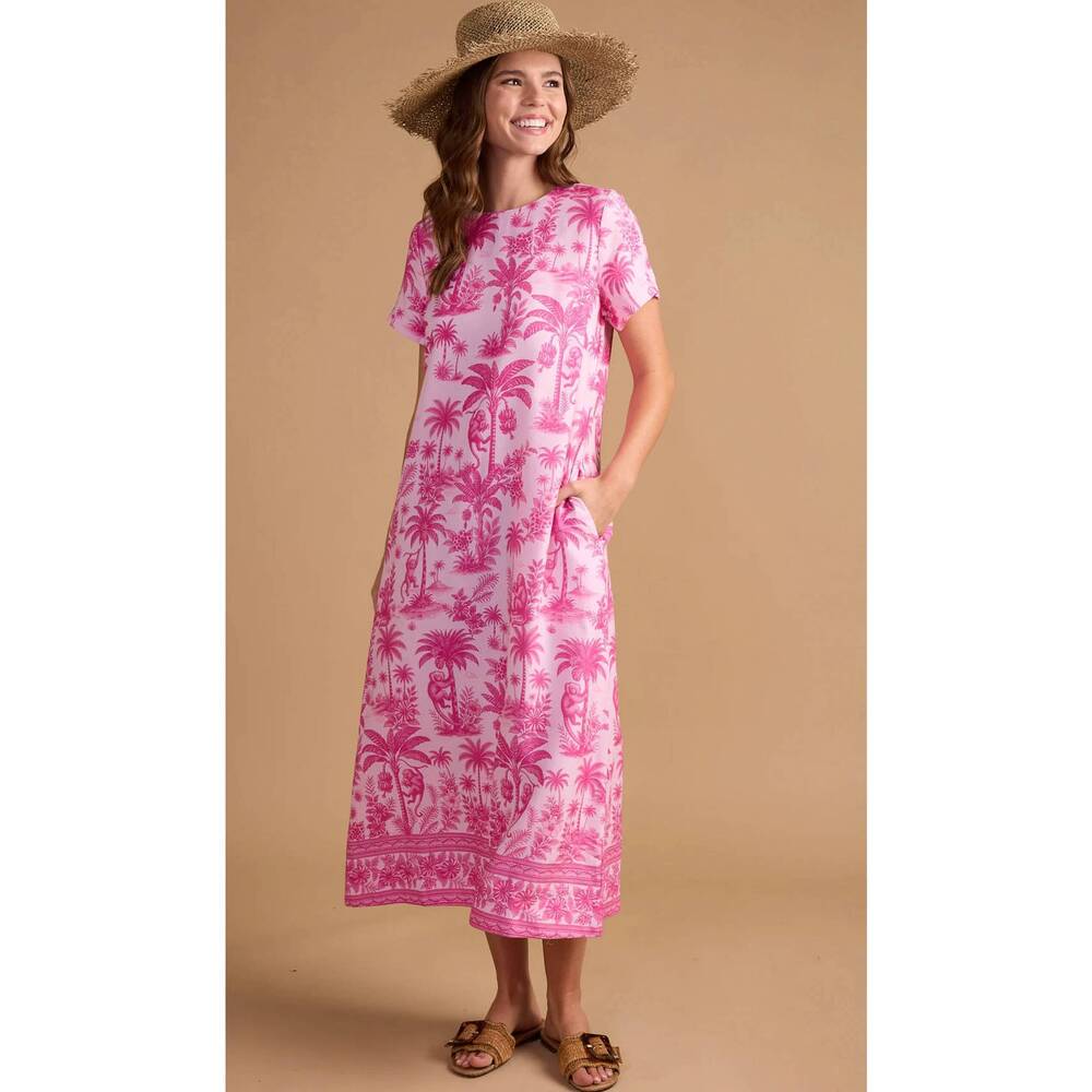 NEW DOUBLE A eden rock ellie midi dress in pink